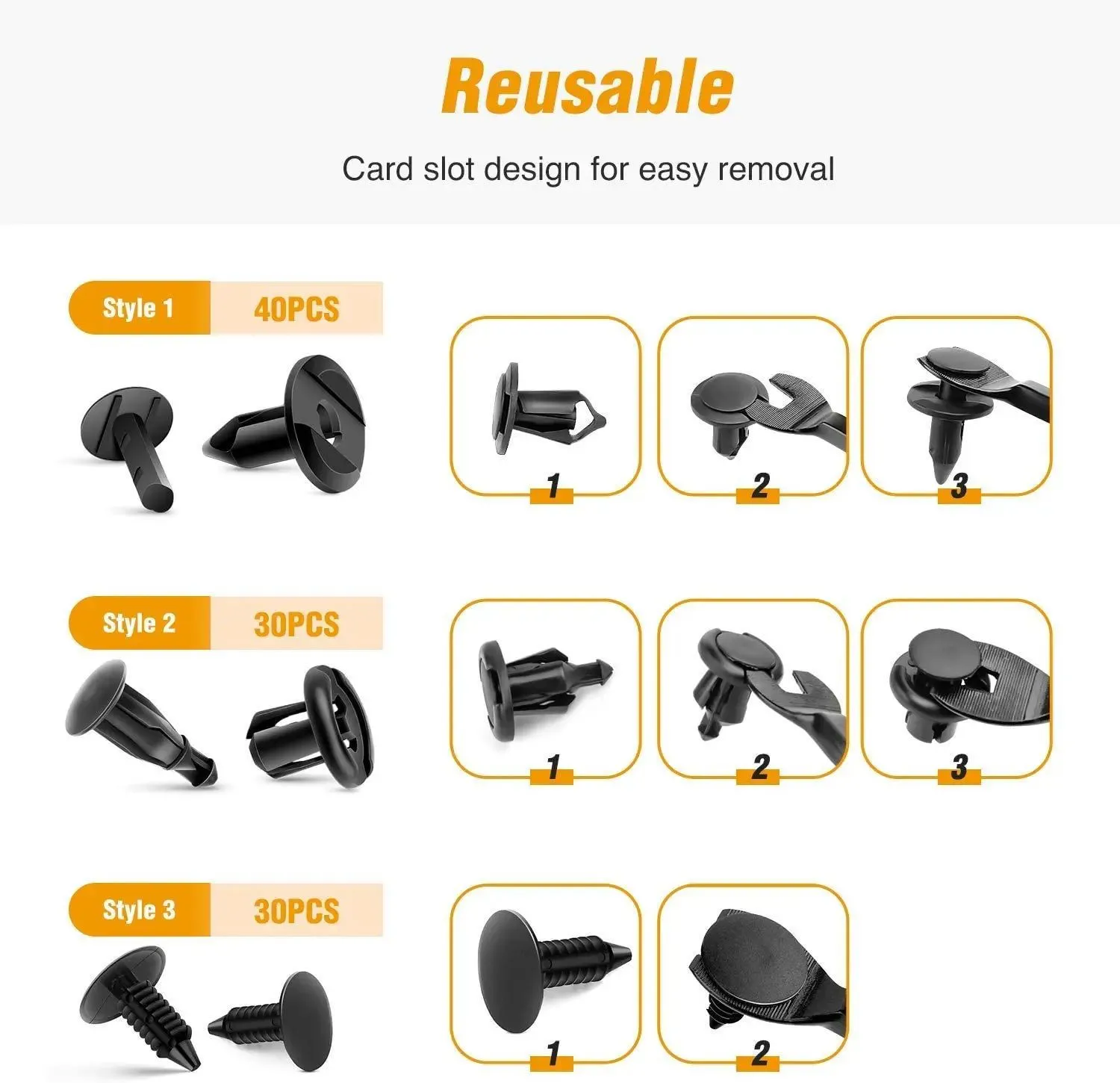 100 Pcs Hole 7mm 8mm 10mm Car Push Retainer Clips Kits For GM 21030249 Ford N807389S
