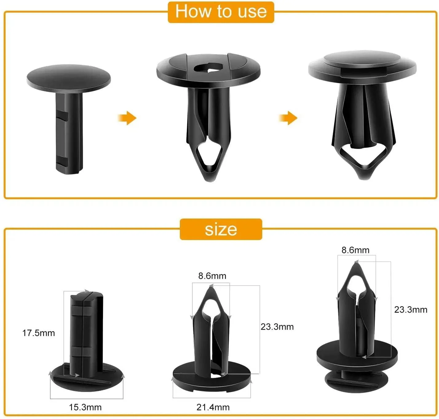100 Pcs Hole 7mm 8mm 10mm Car Push Retainer Clips Kits For GM 21030249 Ford N807389S