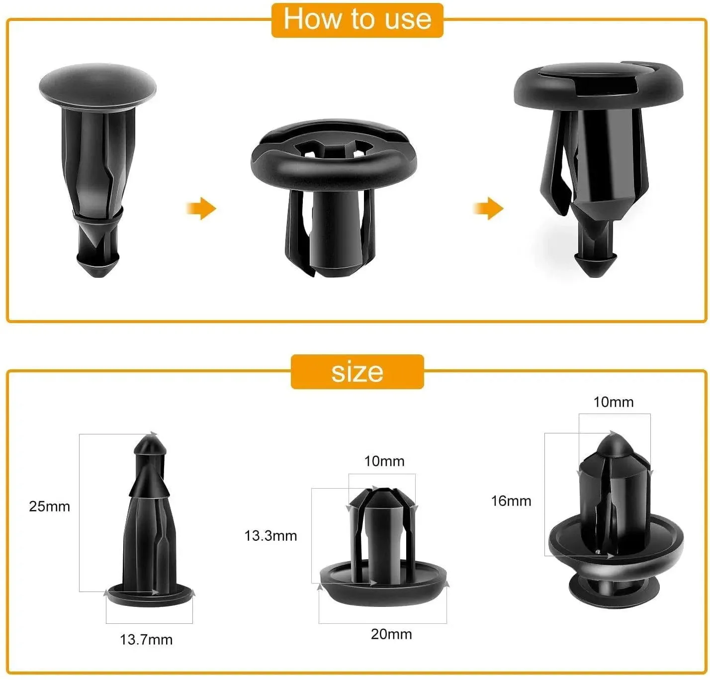 100 Pcs Hole 7mm 8mm 10mm Car Push Retainer Clips Kits For GM 21030249 Ford N807389S