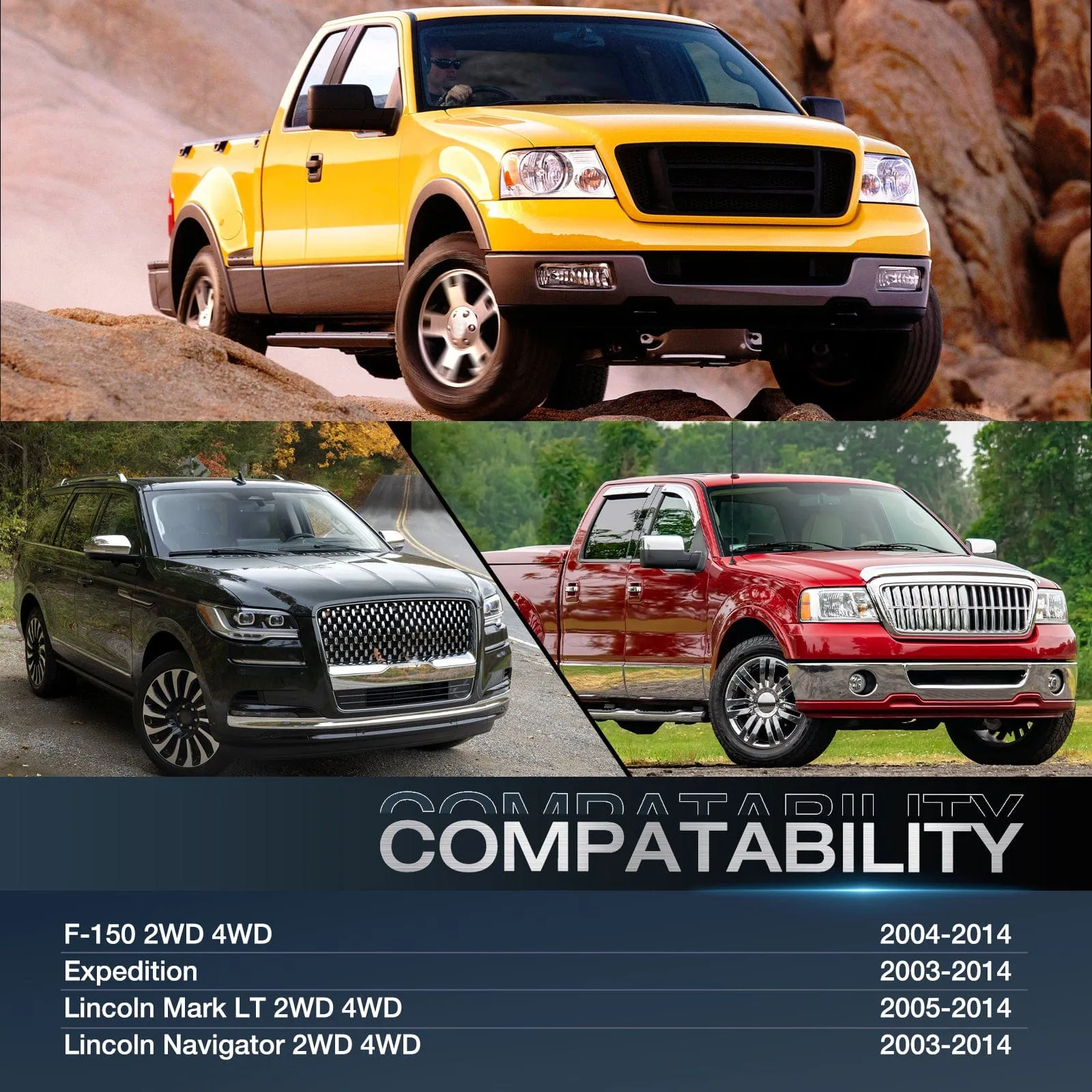 1.5inch (38mm) Wheel Spacers 4Pcs For 2004-2014 Ford F150 2WD 4WD | 6x135 | 87.1 Hub Bore | 14x2 Studs