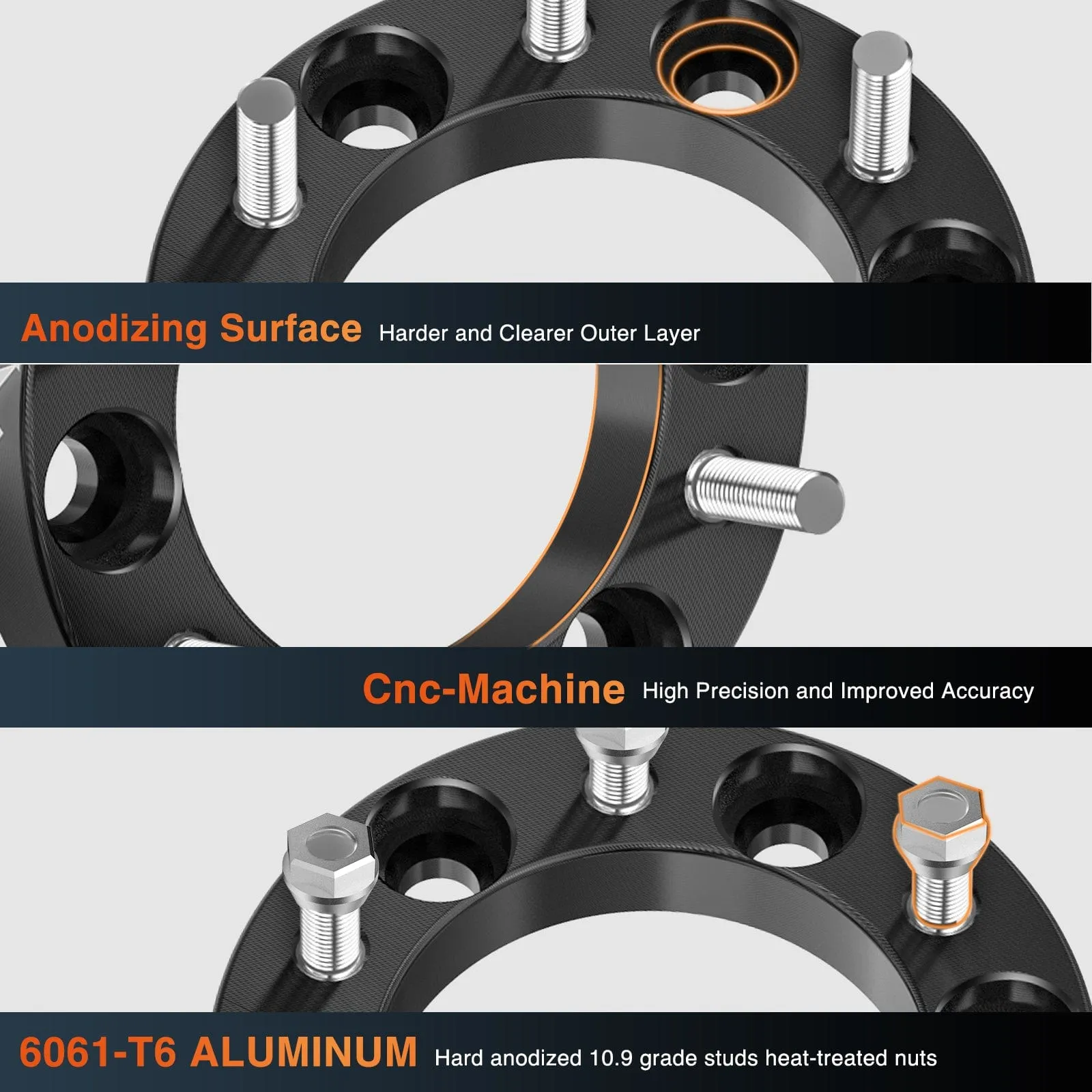 1.5inch (38mm) Wheel Spacers 4Pcs For 2015-2022 Ford F150 | 6x135 | 87.1 Hub Bore | 14x1.5 Studs