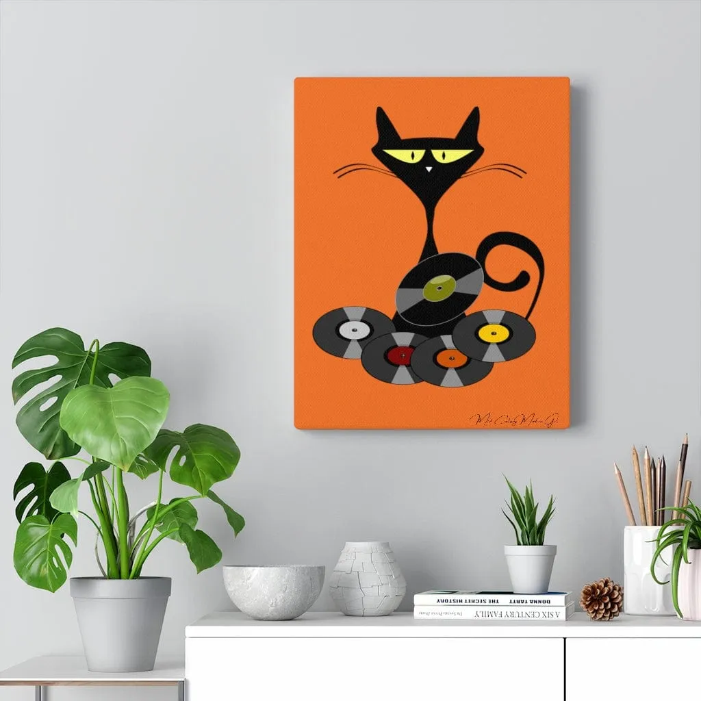 Atomic Cool Cat Orange, Mid Century Modern Retro Records MCM Mid Mod Wall Art