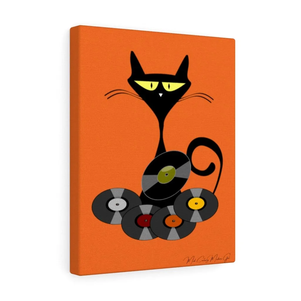Atomic Cool Cat Orange, Mid Century Modern Retro Records MCM Mid Mod Wall Art
