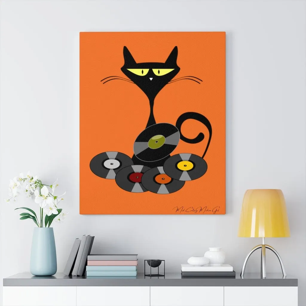 Atomic Cool Cat Orange, Mid Century Modern Retro Records MCM Mid Mod Wall Art