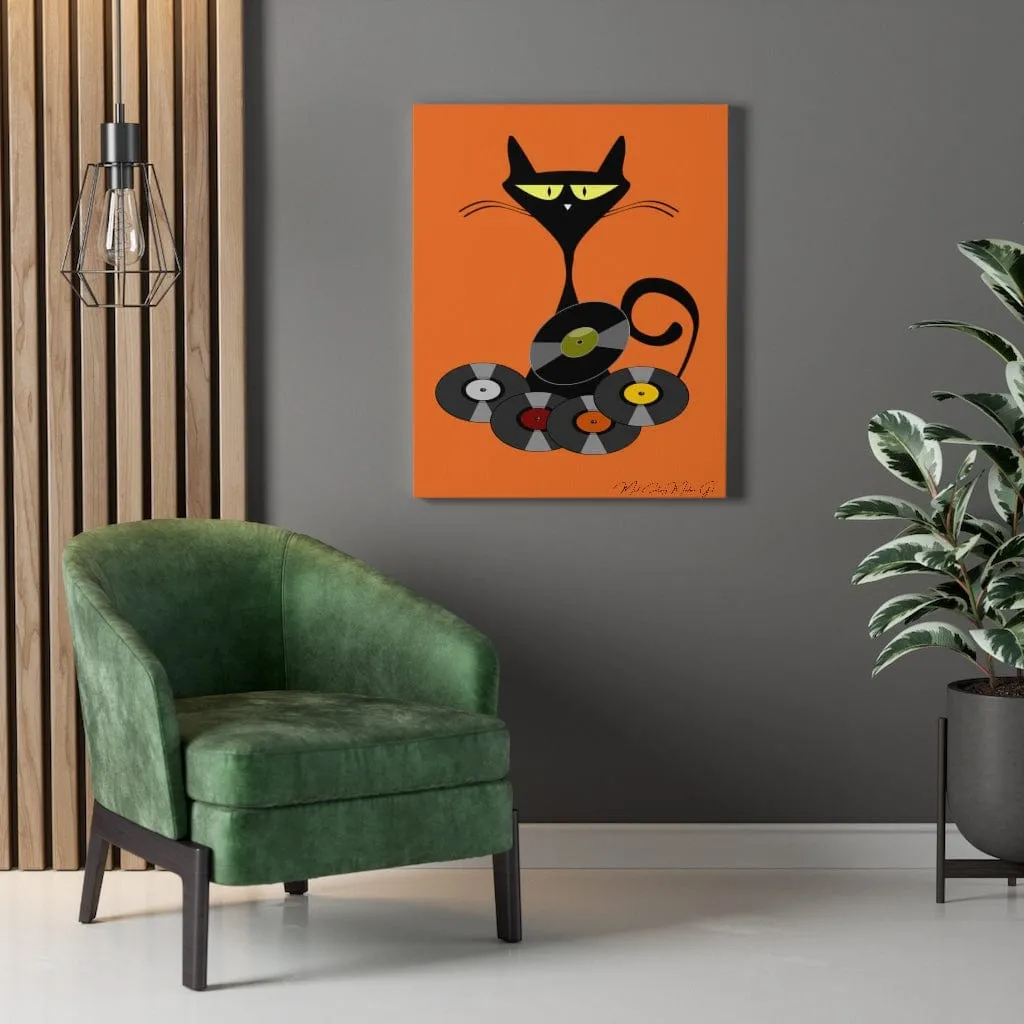 Atomic Cool Cat Orange, Mid Century Modern Retro Records MCM Mid Mod Wall Art