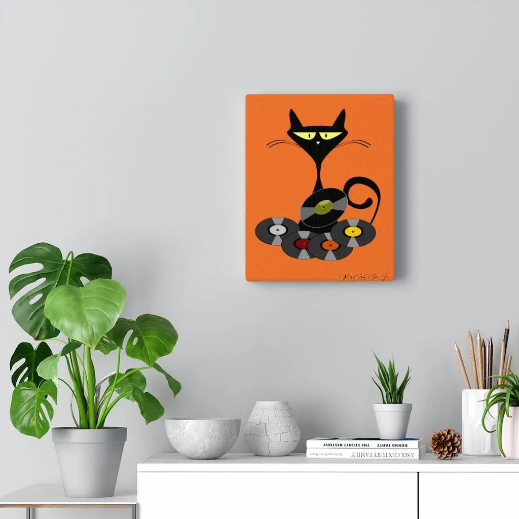 Atomic Cool Cat Orange, Mid Century Modern Retro Records MCM Mid Mod Wall Art
