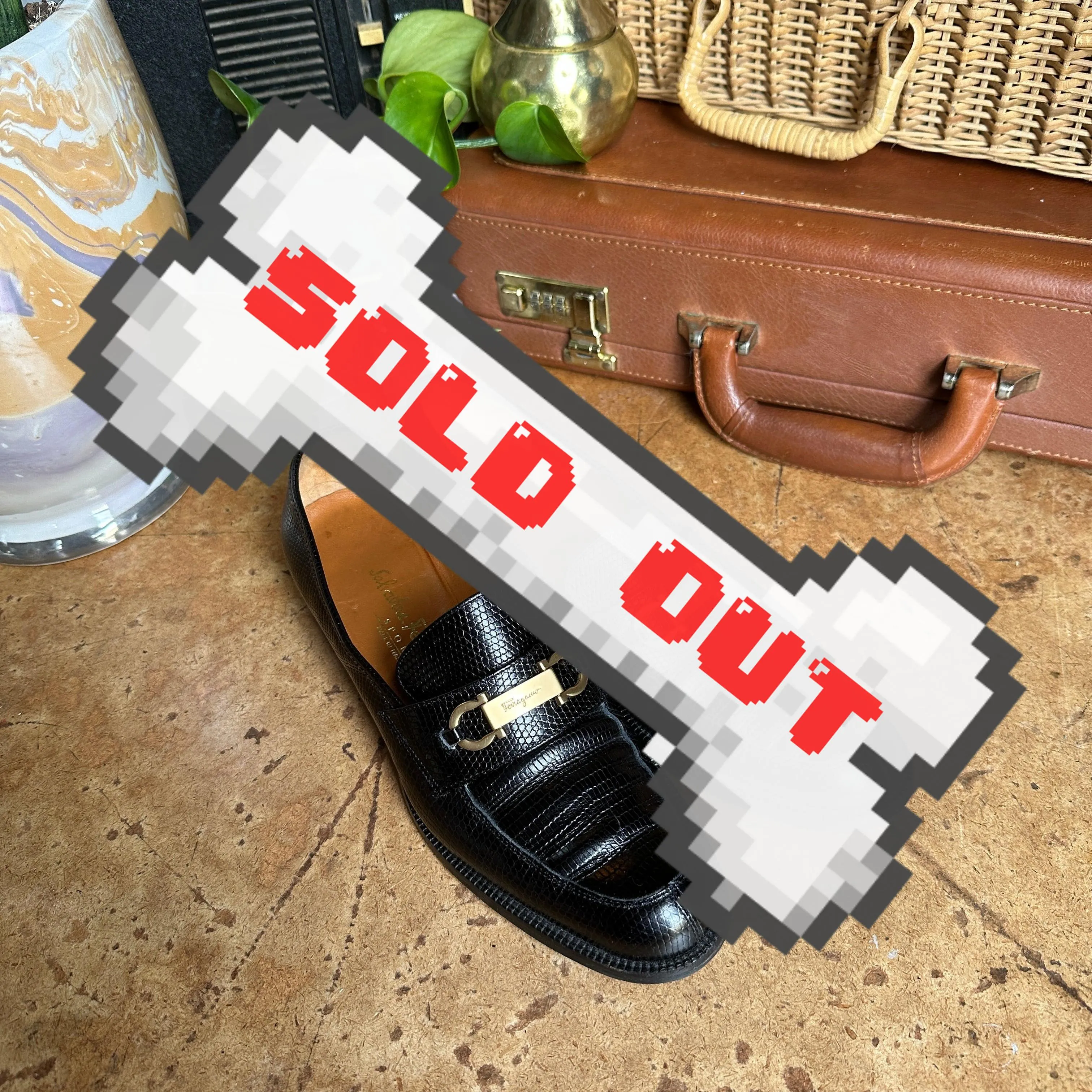 Black Snakeskin Print Leather Women’s “Salvatore Ferragamo” Loafers