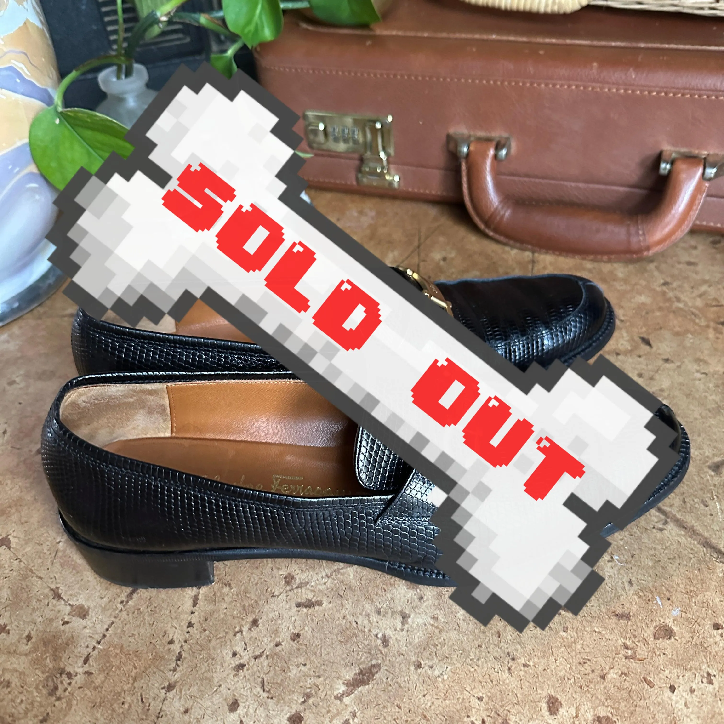 Black Snakeskin Print Leather Women’s “Salvatore Ferragamo” Loafers