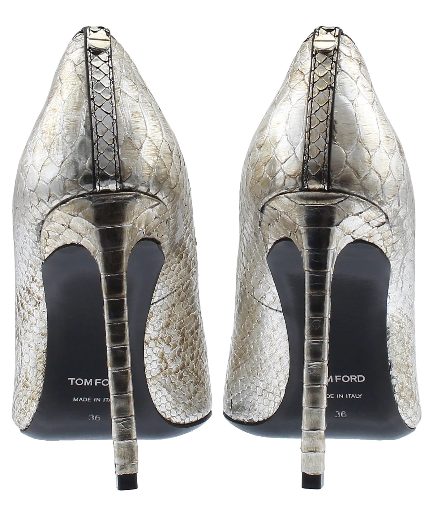 Classic T-Screw Pointed Python Leather Pumps