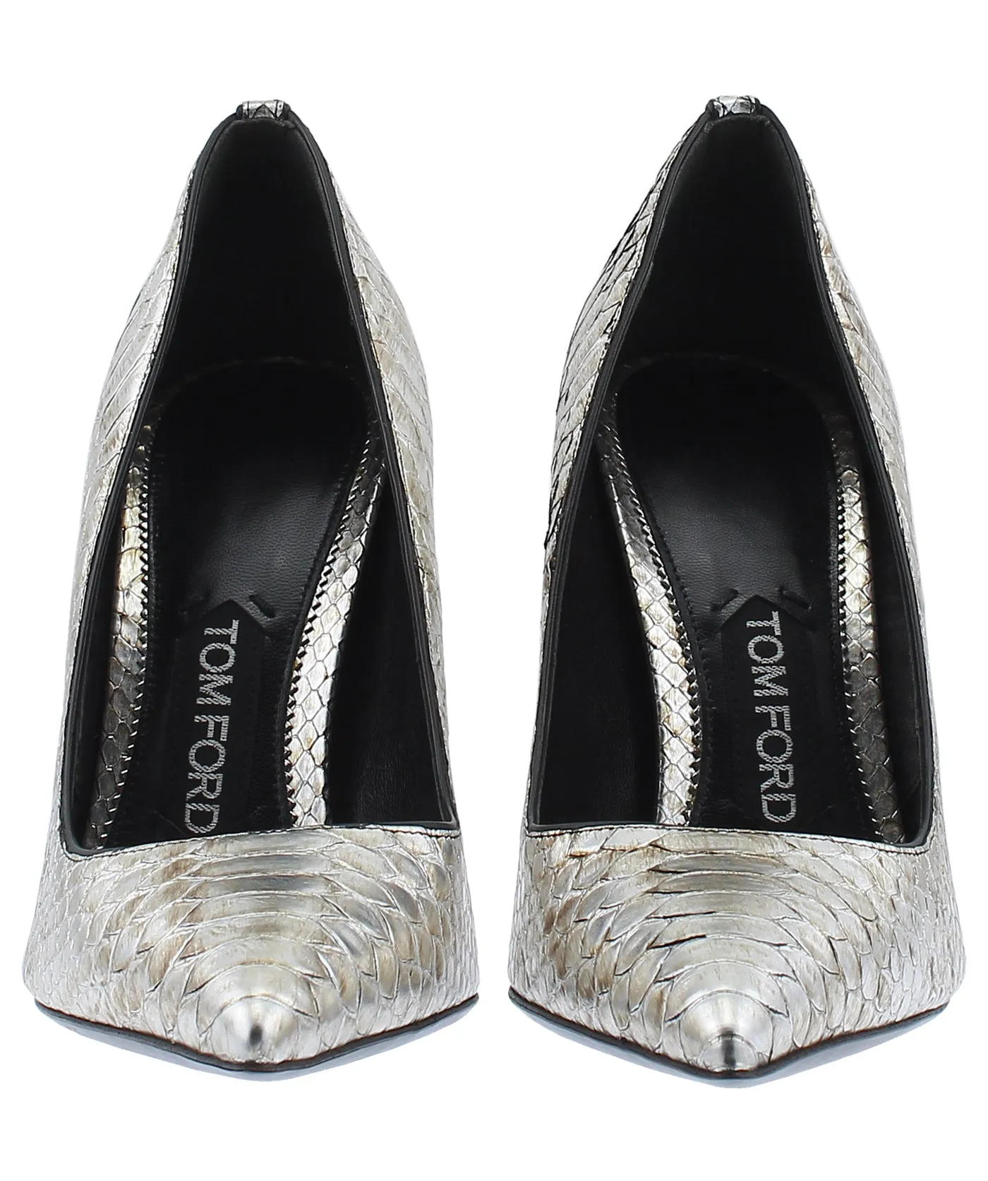 Classic T-Screw Pointed Python Leather Pumps