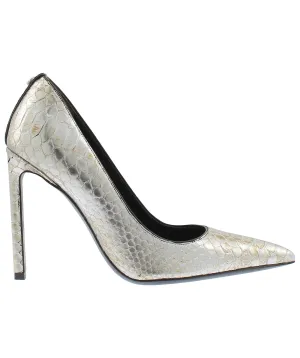 Classic T-Screw Pointed Python Leather Pumps
