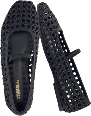 CUSHIONAIRE Weavy Squared Toe Woven Ballet Flats Shoes for Women with Memory Foam | Comfortable Mary Jane Flats for Women with Breathable Mesh Design | Wide Widths Available