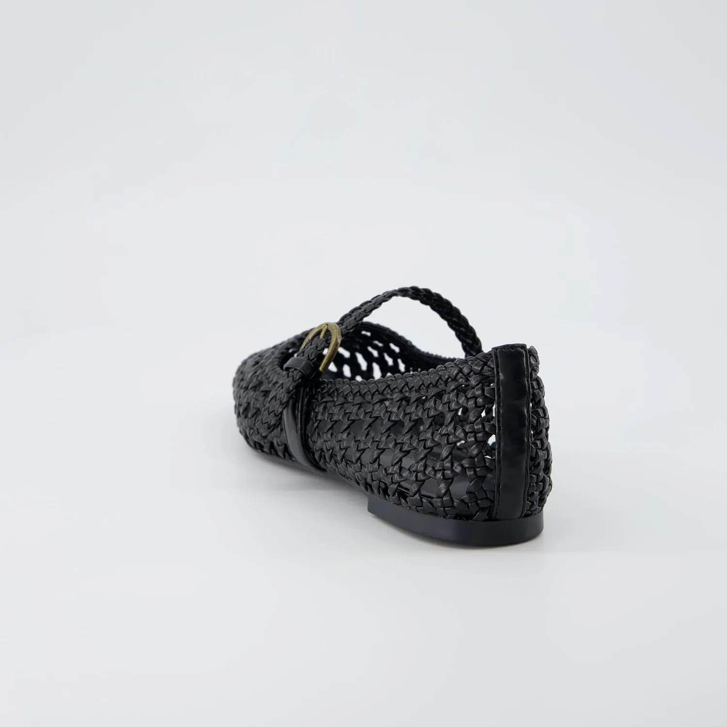 CUSHIONAIRE Weston Womens Hand Woven Dressy Ballet Flats  Faux Leather Mary Jane with Adjustable Strap & Memory Foam