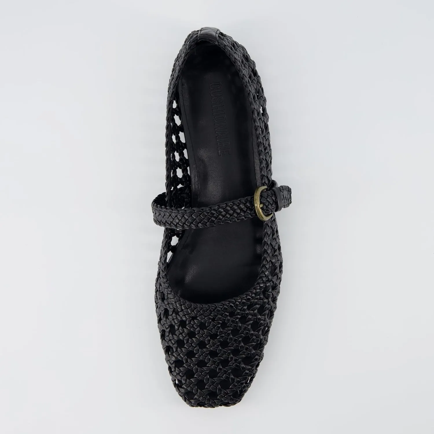 CUSHIONAIRE Weston Womens Hand Woven Dressy Ballet Flats  Faux Leather Mary Jane with Adjustable Strap & Memory Foam