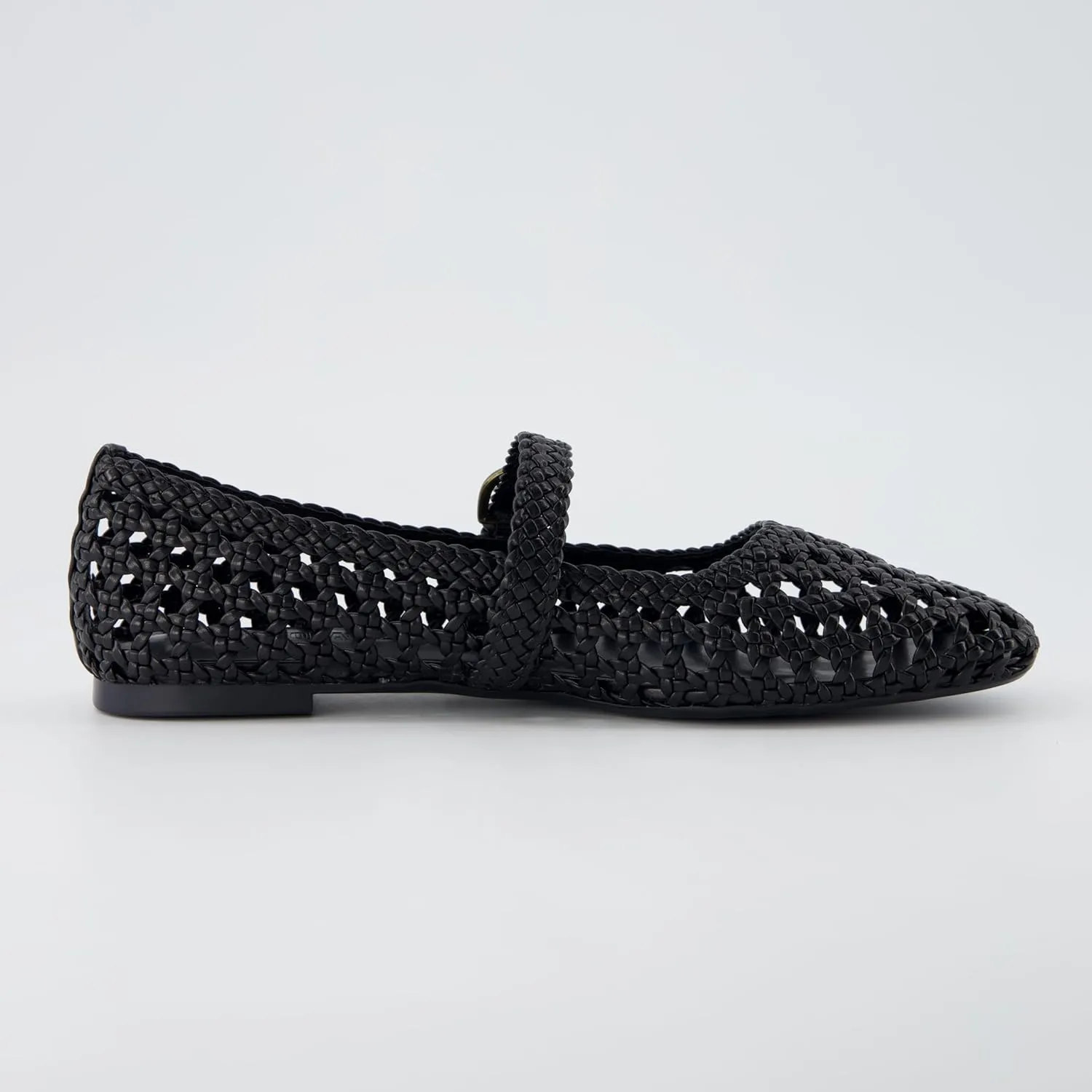 CUSHIONAIRE Weston Womens Hand Woven Dressy Ballet Flats  Faux Leather Mary Jane with Adjustable Strap & Memory Foam