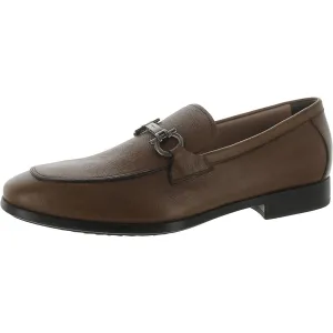 Ferragamo Mens CROWN Leather Pebbled Loafers