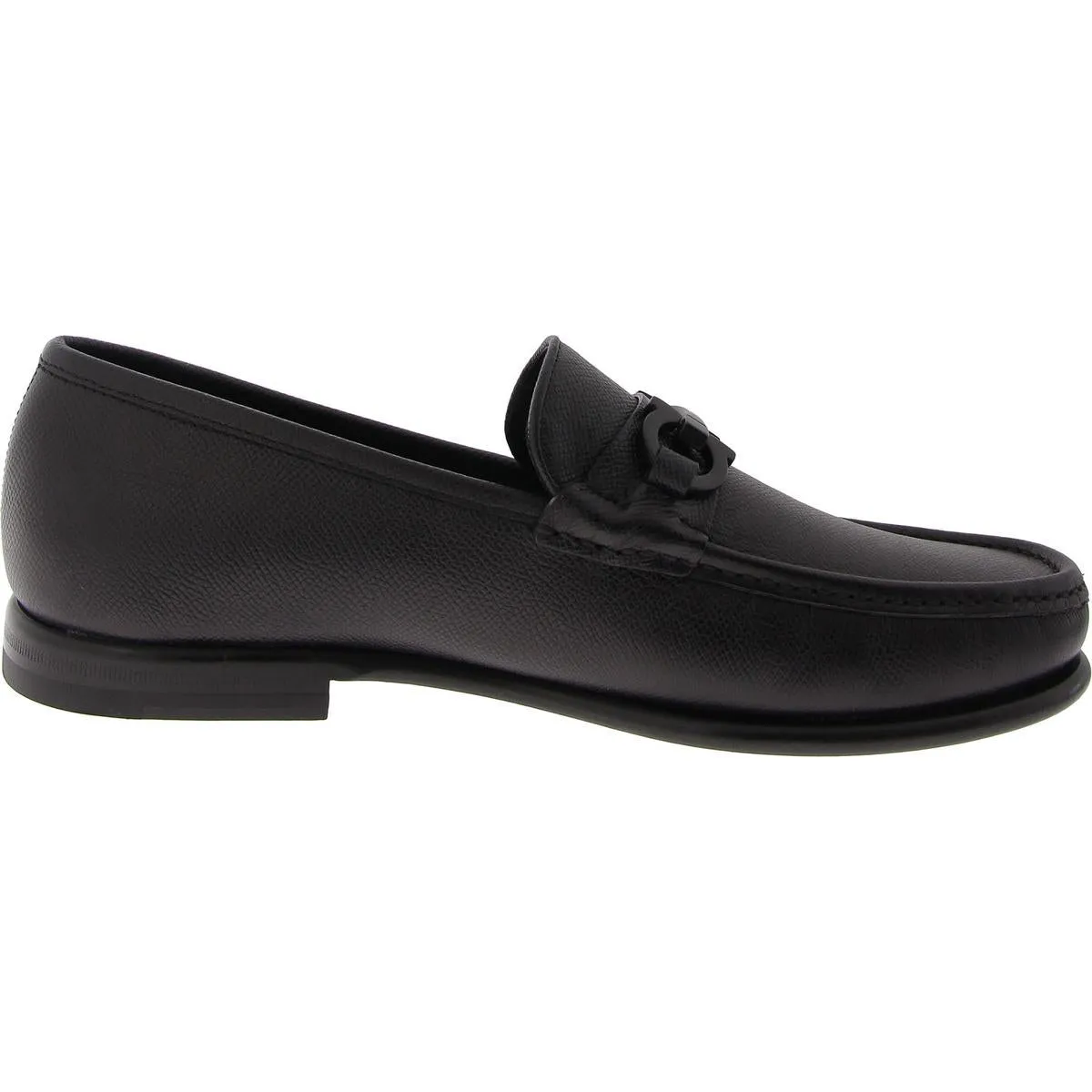 Ferragamo Mens CROWN Leather Pebbled Loafers