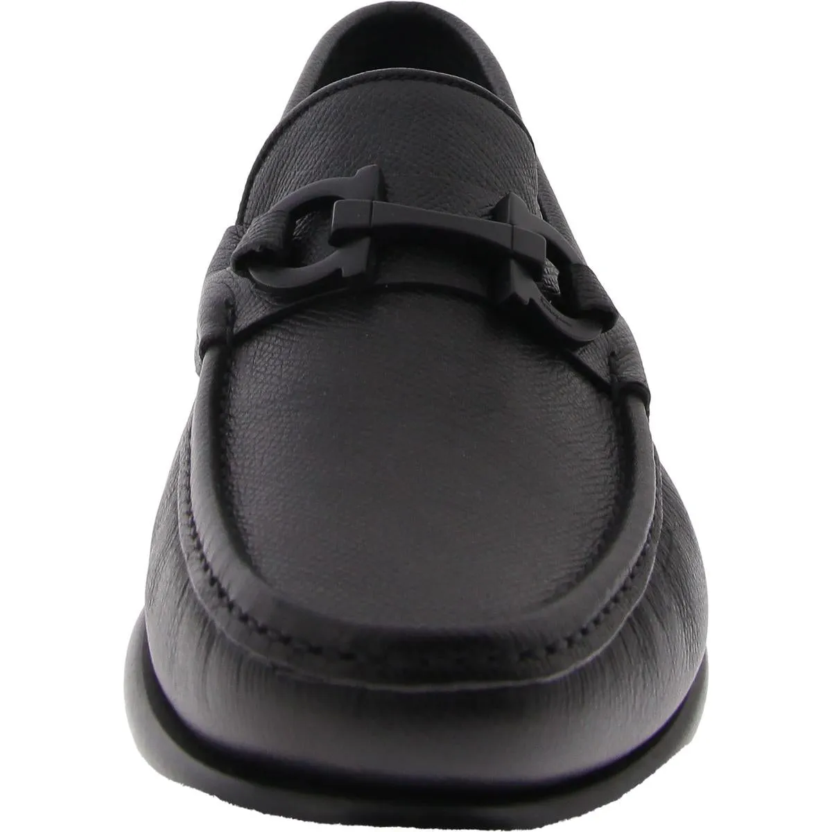 Ferragamo Mens CROWN Leather Pebbled Loafers