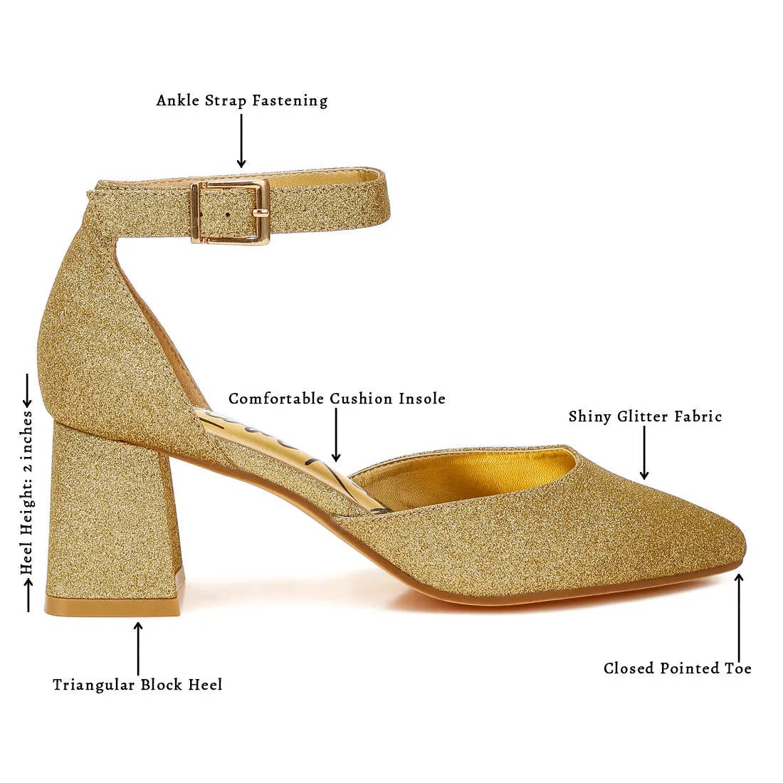 Glitter Block Heel Sandals