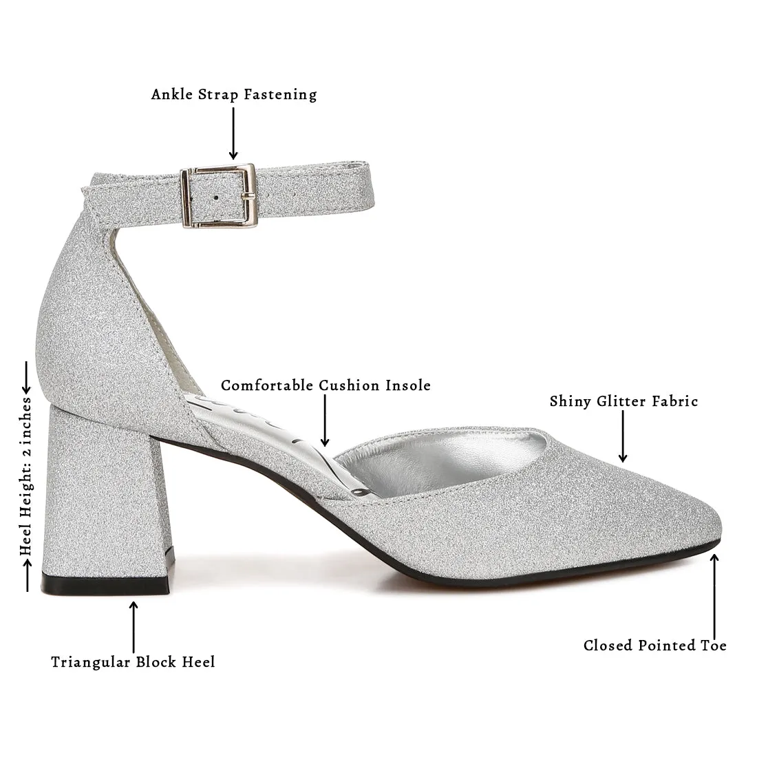 Glitter Block Heel Sandals