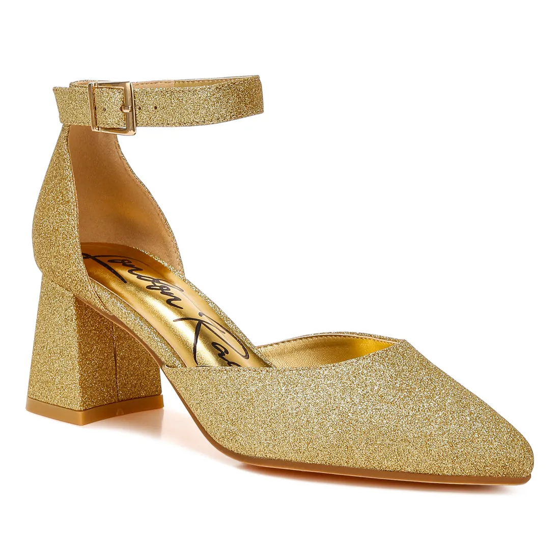 Glitter Block Heel Sandals
