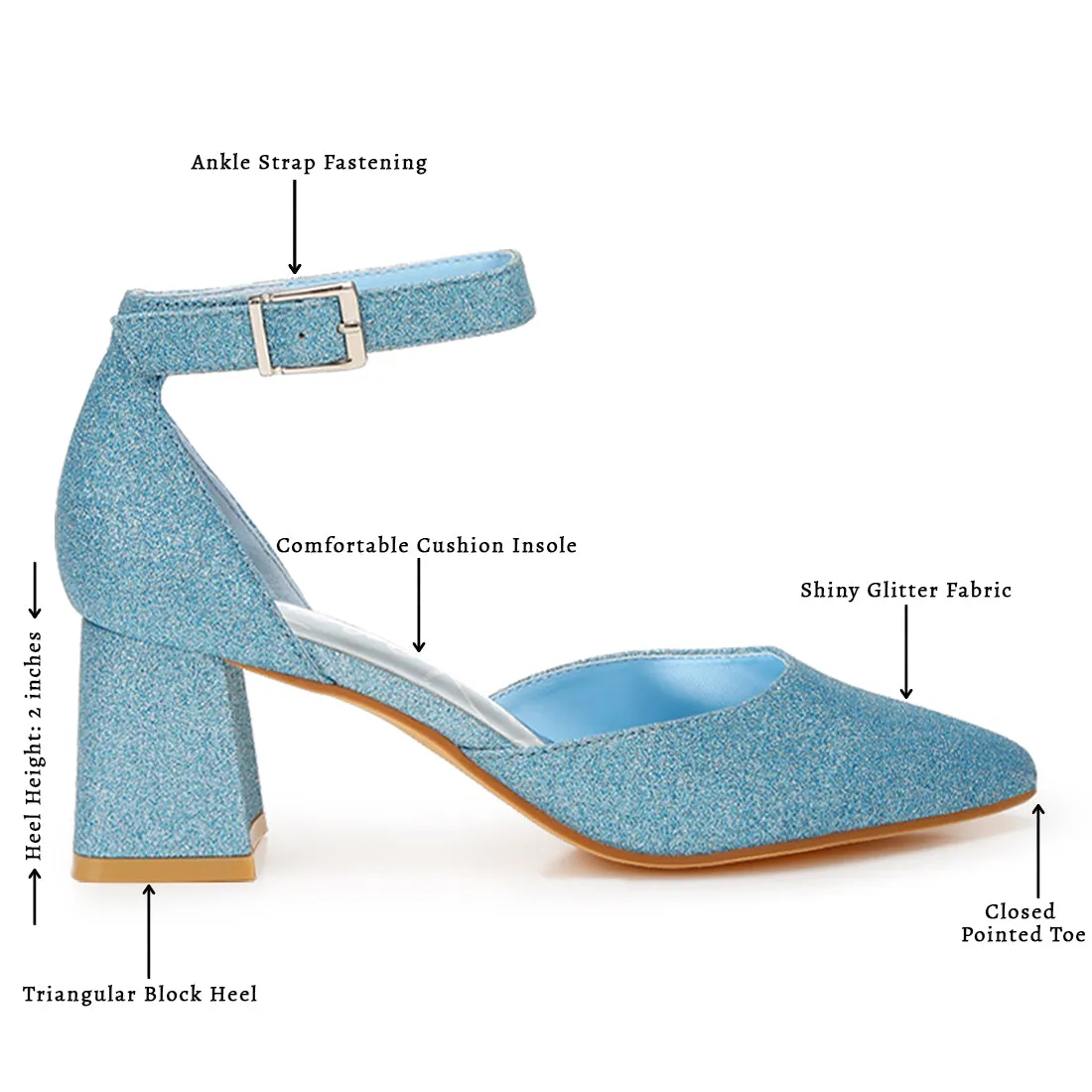 Glitter Block Heel Sandals