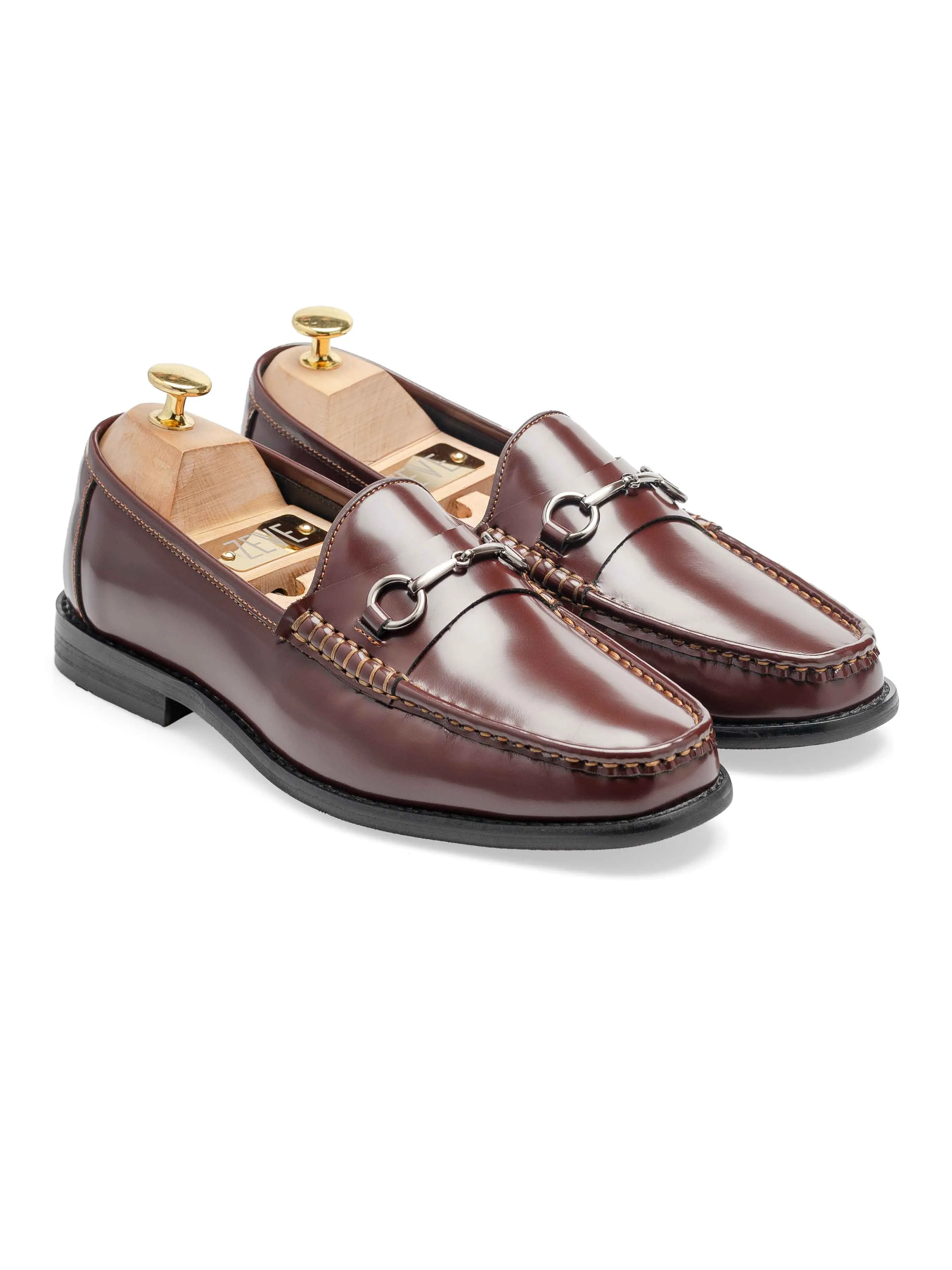 Horsebit Moccasin Loafer - Brown Patent Leather