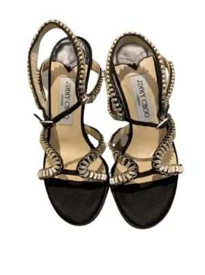 JIMMY CHOO Angel Satin Crystals sandals shoes Size 36.5 UK 3.5 US 6.5 ladies