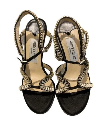JIMMY CHOO Angel Satin Crystals sandals shoes Size 36.5 UK 3.5 US 6.5 ladies