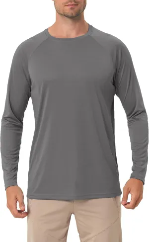 Men's Sun Protection Hoodie Rash Guard Shirts Long Sleeve UPF 50  Swim Fishing Shirt with Hood Lightweight UV SPF