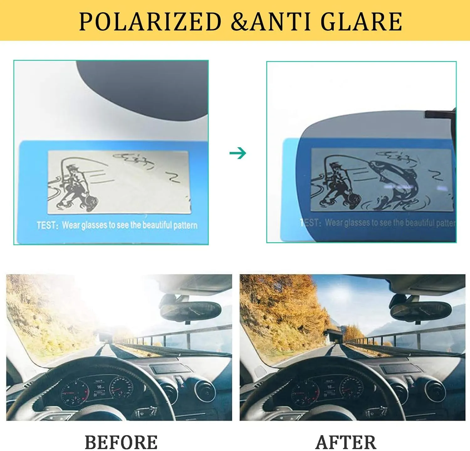 Polarized Clip-on Sunglasses Anti-Glare Driving Glasses for Prescription Glasses