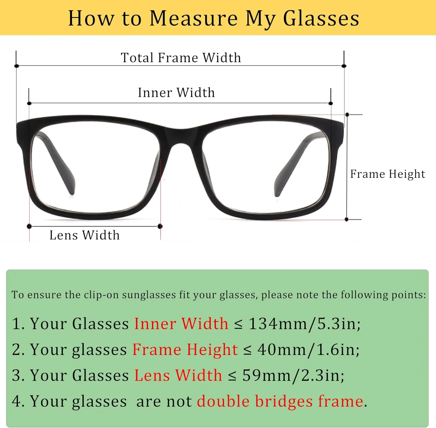 Polarized Clip-on Sunglasses Anti-Glare Driving Glasses for Prescription Glasses