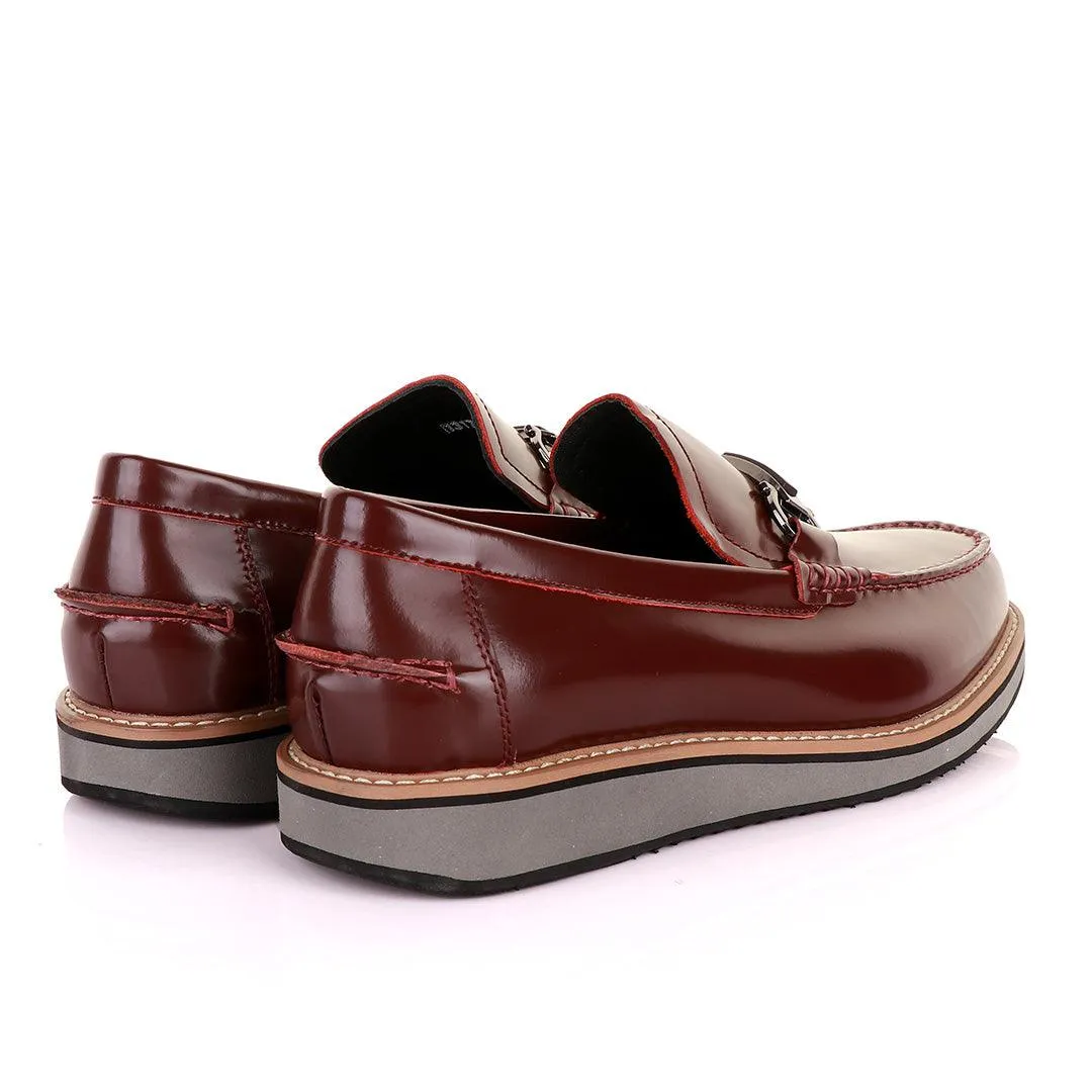 Salvatore Ferragamo Men's Leather Loafers-Wine