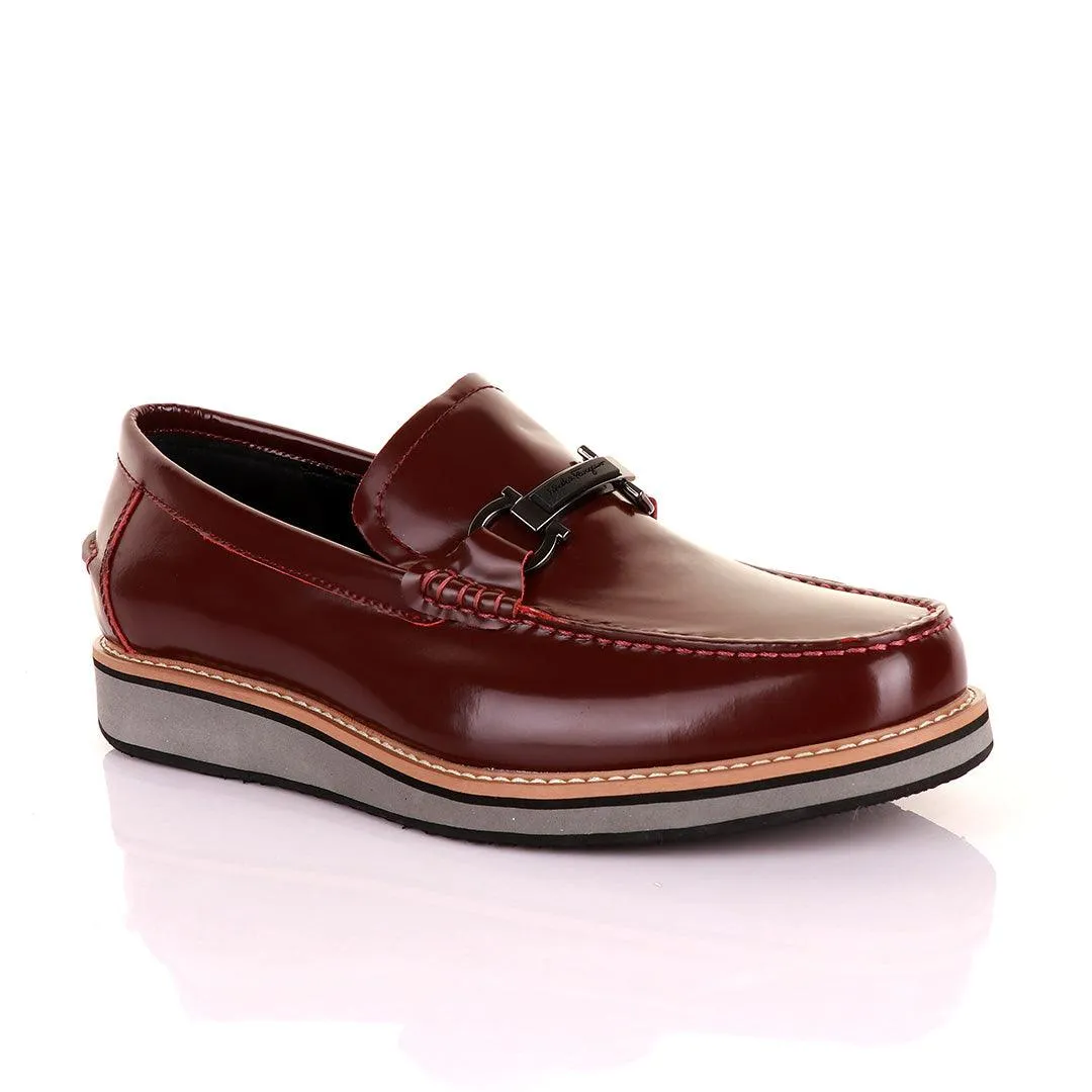 Salvatore Ferragamo Men's Leather Loafers-Wine