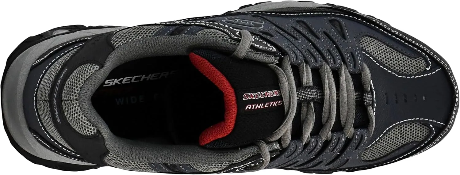 Skechers Men's Afterburn M. Fit Fashion Sneakers ?C Leather Upper, Memory Foam Insole, Rubber Outsole