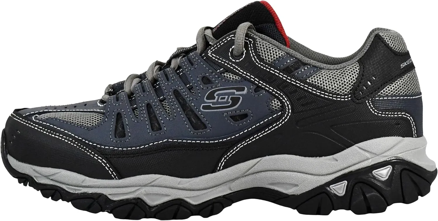 Skechers Men's Afterburn M. Fit Fashion Sneakers ?C Leather Upper, Memory Foam Insole, Rubber Outsole