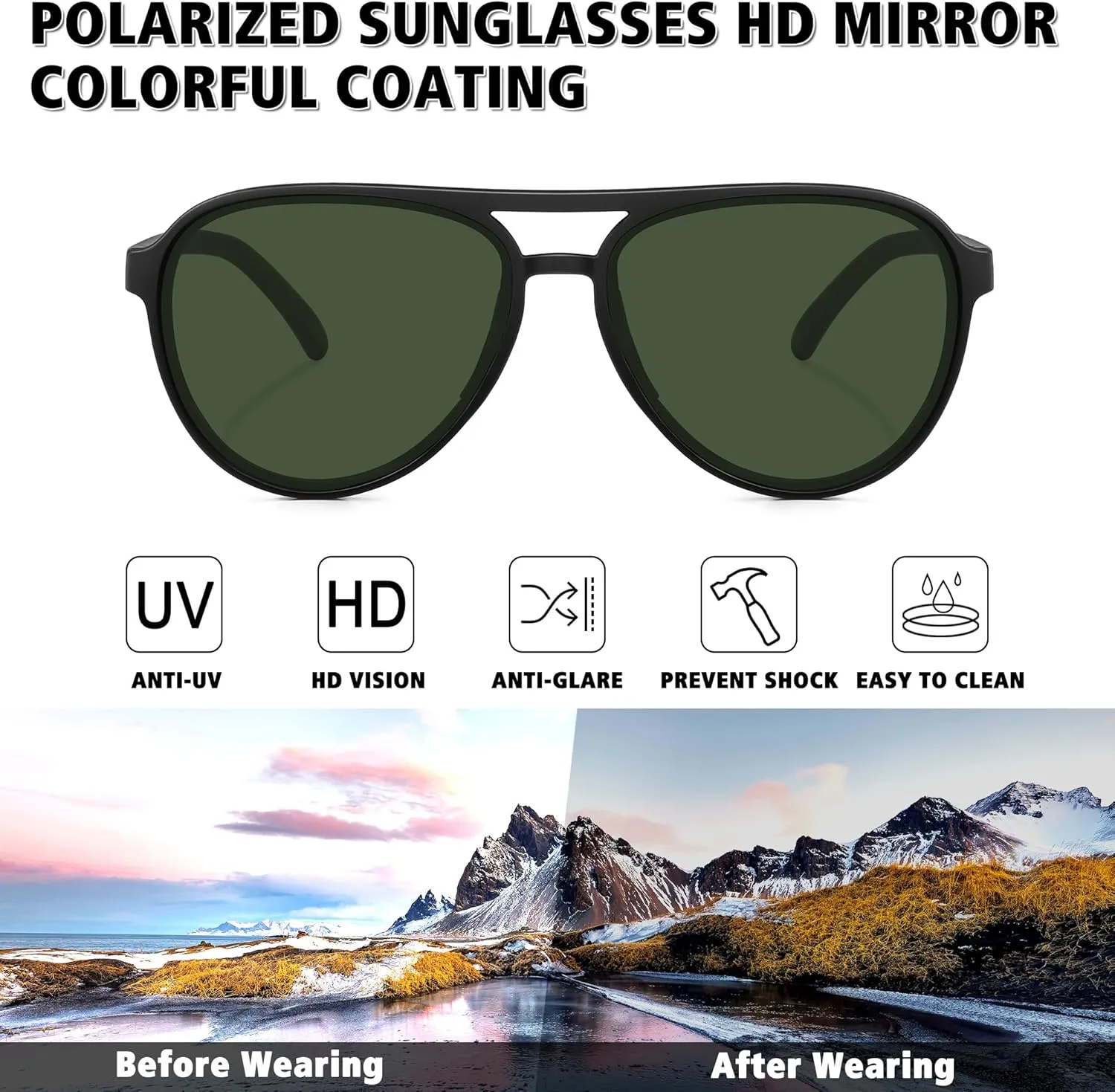 STORYCOAST Polarized Aviator Sunglasses for Men Women Classic Retro Aviators Sports Driving Running Sun Glasses