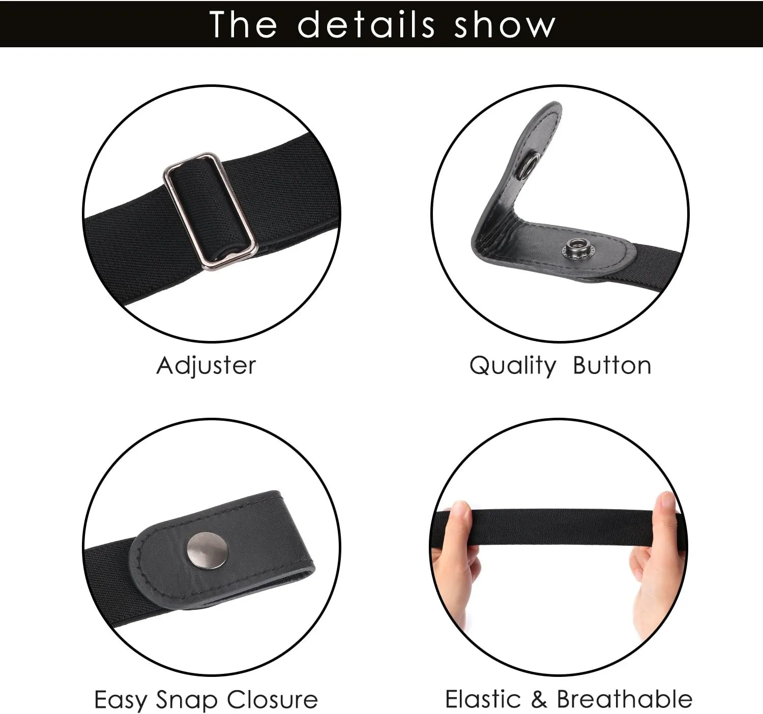 SUOSDEY No Buckle Elastic Stretch Belts for Men and Women, Comfortable Invisible Belts for Jeans Pants