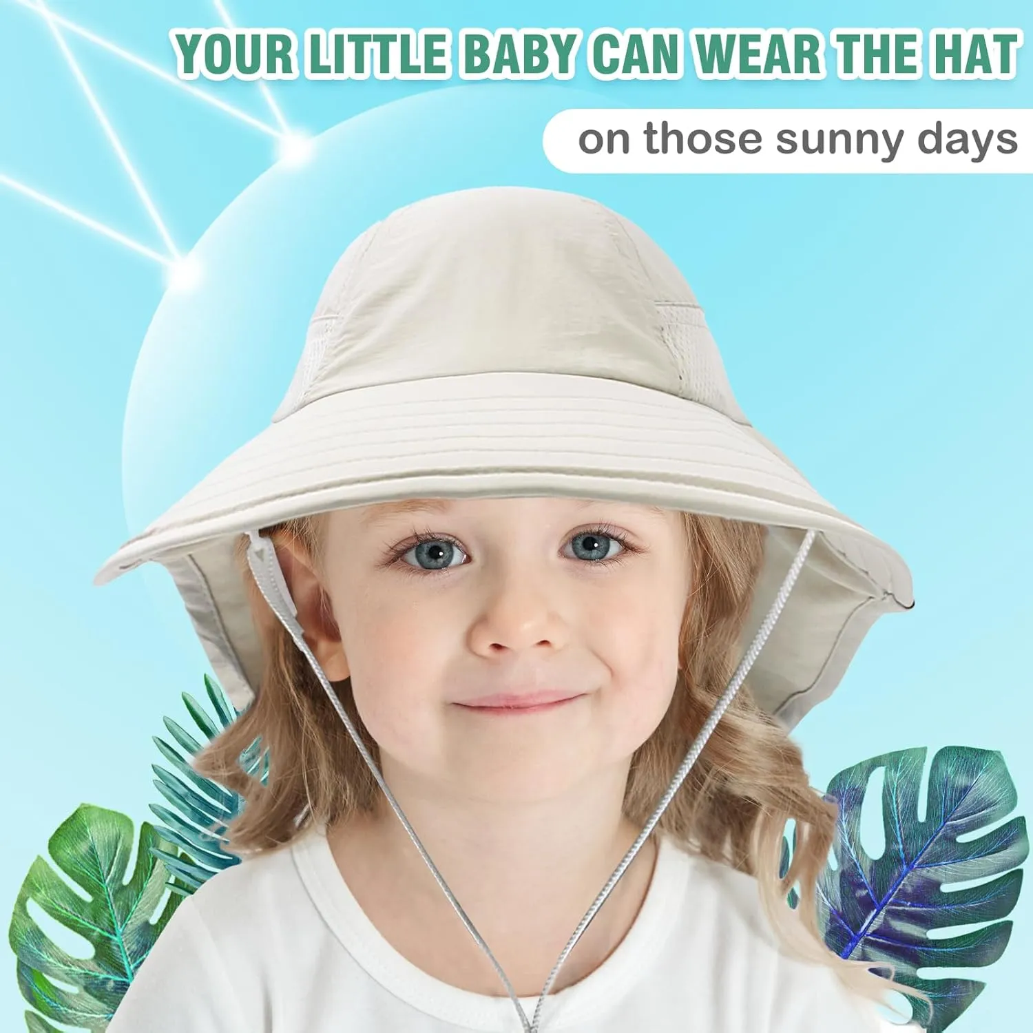 XIAOHAWANG Girls Sun Hat Baby Beach Hats Boys UPF 50  Kids Summer Protection Cap Toddler Breathable Caps Wide Brim Neck Flap