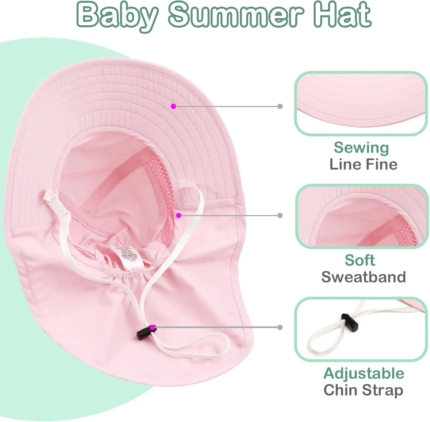 XIAOHAWANG Girls Sun Hat Baby Beach Hats Boys UPF 50  Kids Summer Protection Cap Toddler Breathable Caps Wide Brim Neck Flap