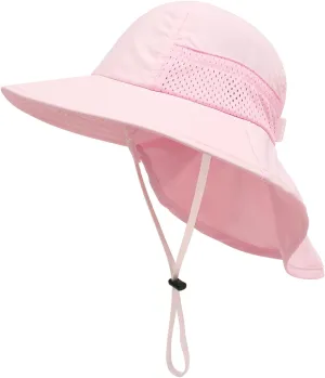 XIAOHAWANG Girls Sun Hat Baby Beach Hats Boys UPF 50  Kids Summer Protection Cap Toddler Breathable Caps Wide Brim Neck Flap