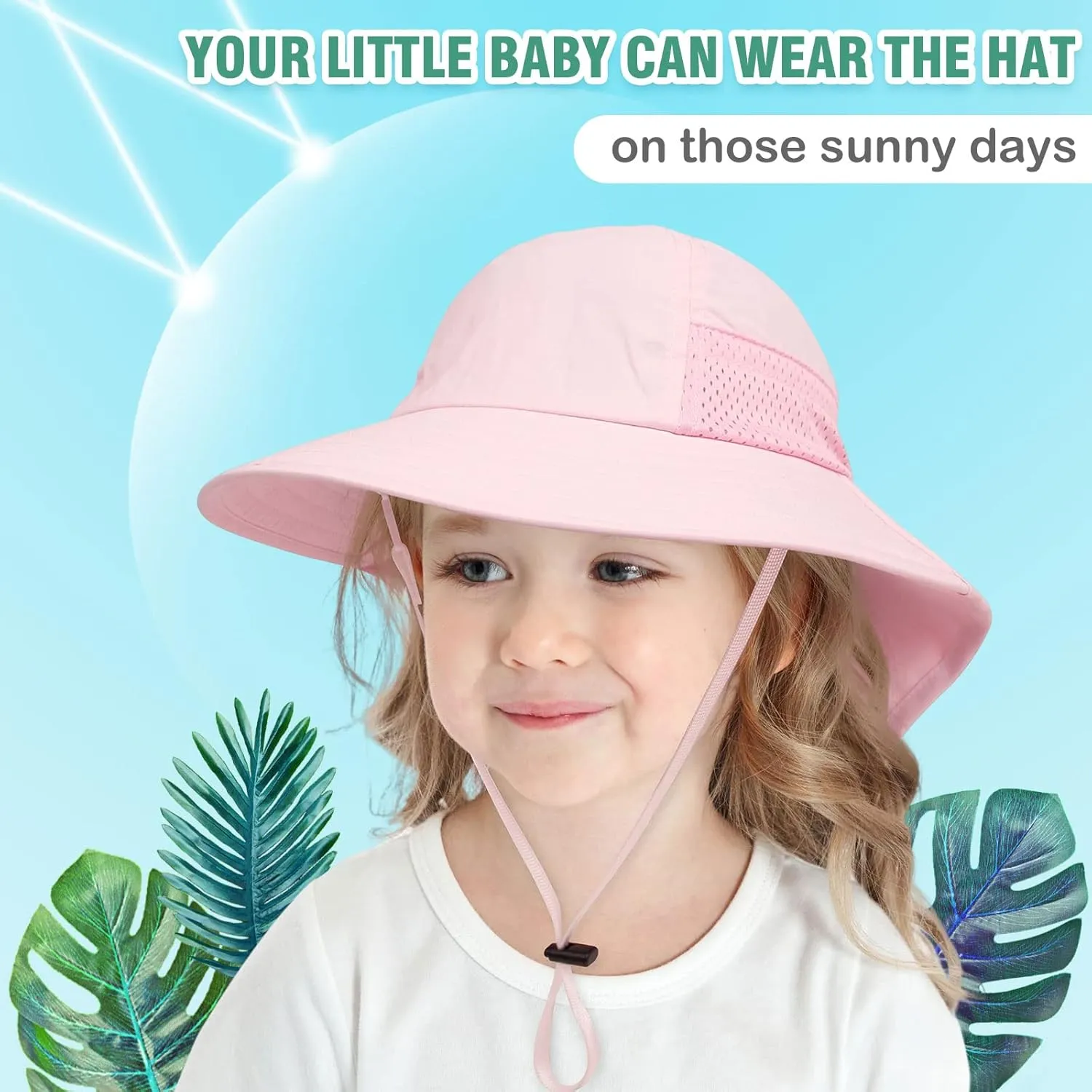 XIAOHAWANG Girls Sun Hat Baby Beach Hats Boys UPF 50  Kids Summer Protection Cap Toddler Breathable Caps Wide Brim Neck Flap