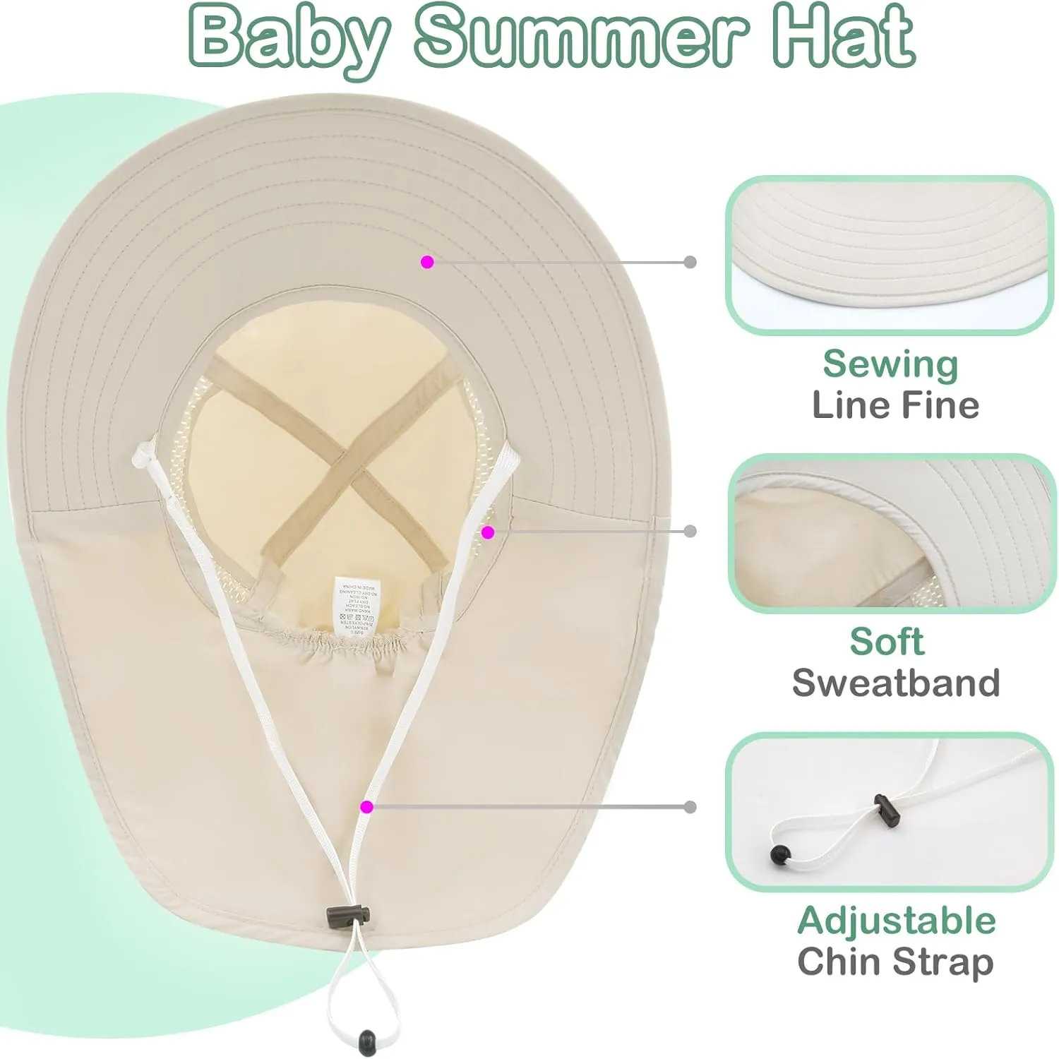 XIAOHAWANG Girls Sun Hat Baby Beach Hats Boys UPF 50  Kids Summer Protection Cap Toddler Breathable Caps Wide Brim Neck Flap