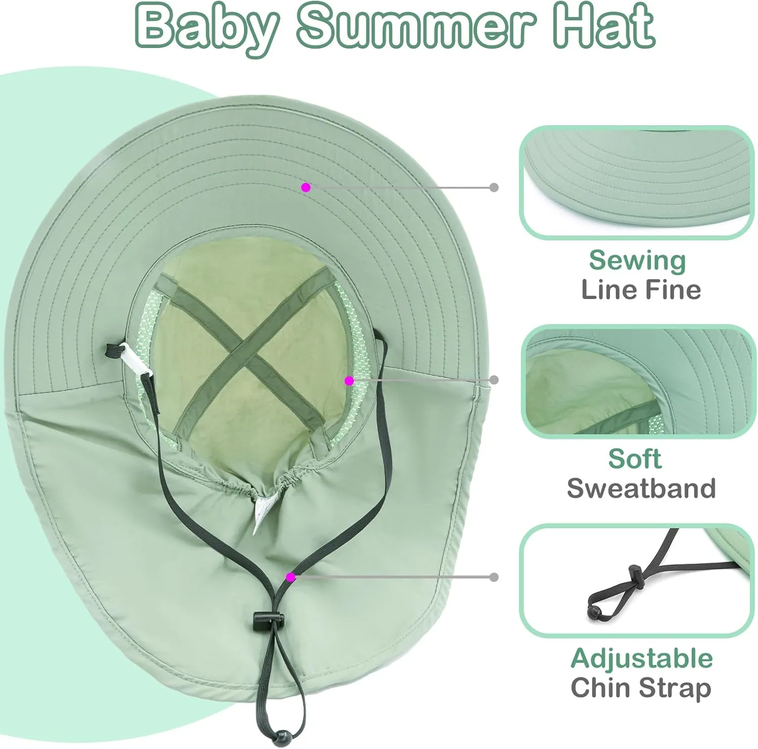 XIAOHAWANG Girls Sun Hat Baby Beach Hats Boys UPF 50  Kids Summer Protection Cap Toddler Breathable Caps Wide Brim Neck Flap